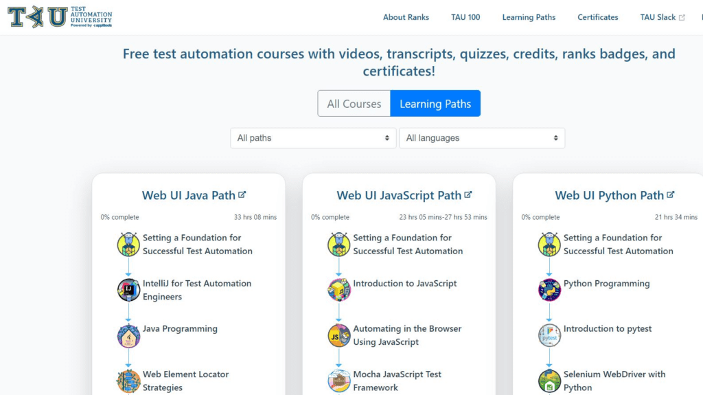 test automation university free websites for software testers
