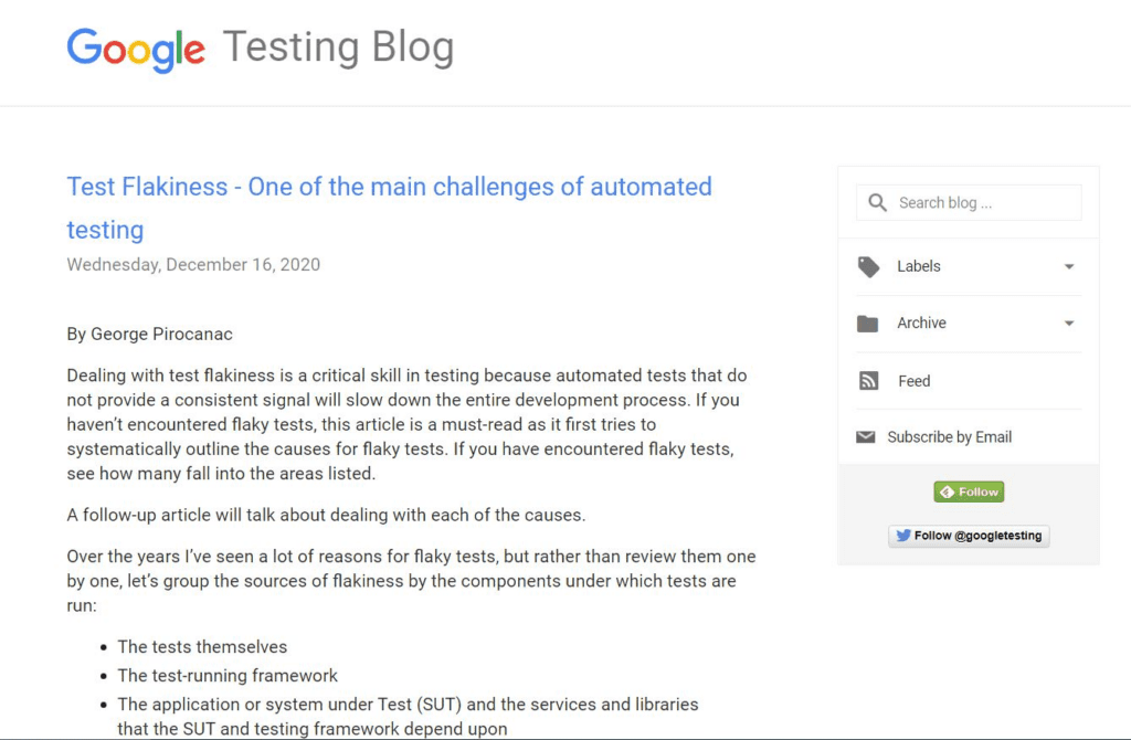 google testing blog